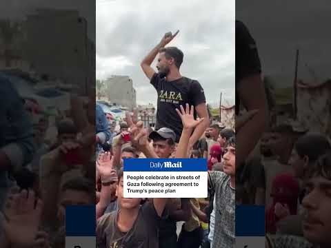 People in Gaza celebrate following agreement to Trump's peace plan