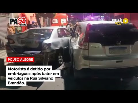 Vídeo: Motorista é detido por embriaguez após bater em veículos na Rua Silviano Brandão.