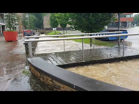 Simpelveld centrum hoogwater 14 juli 2021
