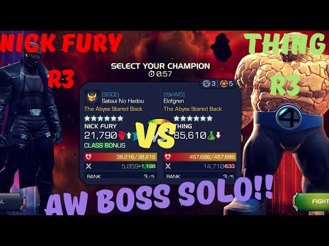 Marvel Contest of Champions: Rank 3 Nick Fury Vs Rank 3 Tier 2 Thing AW Boss One-Shot!!