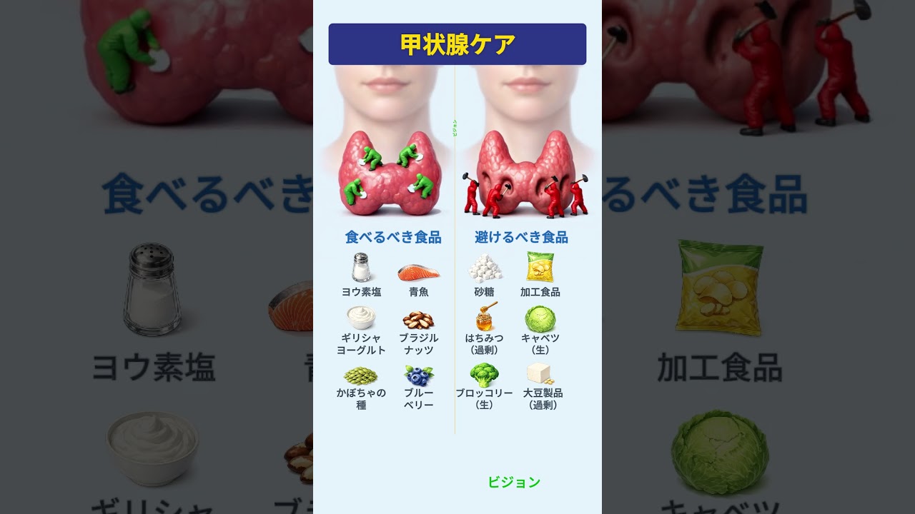甲状腺ケア：食べるべき食品 vs 避けるべき食品