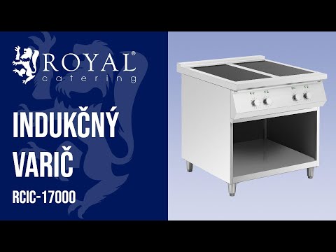Video - Indukčný varič - 17 000 W - 4 varné plochy - 260 °C - úložný priestor - Royal Catering