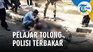 Sosok Pelajar yang Tolong Polisi Terbakar saat Unjuk Rasa