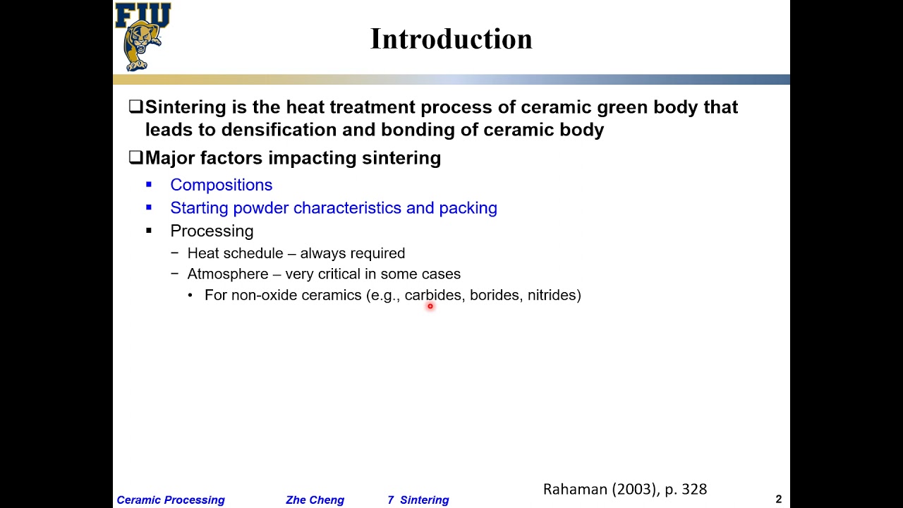 Ceramic Processing L7-01  Introduction to sintering