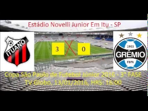 Copa São Paulo de Futebol 2016 Ituano Sp 3 x 0 Grêmio Rs - 3° FASE 