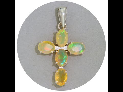 Pandantiv Argint 925 Cruce Opal Natural - Spiritualitate si Eleganta