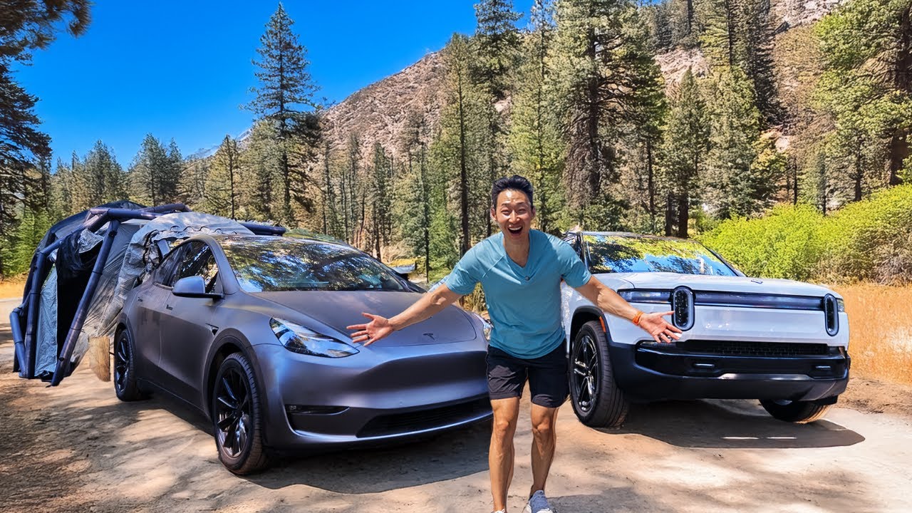 Rivian R1T vs Tesla Cybertruck camping showdown