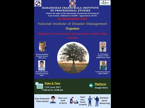 Webinar on Environment & Land Use Issues in Disaster Risk Reduction- 11th June 2021