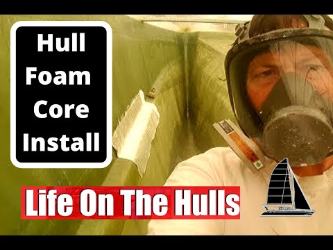 Ep016 Foam core installation on Catamaran Hull Sides