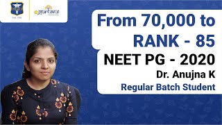 Rank 60,000 to Rank 85 | NEET PG 2020 | Dr. Anujna K | Inspirational story | DBMCI |