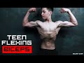 14 Years Old ATHLETIC Teen Flexing BICEPS #2