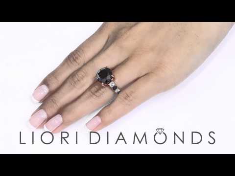 BDR-245 - 8.18 Carat Certified Natural Black Diamond Engagement Ring 14k Rose Gold