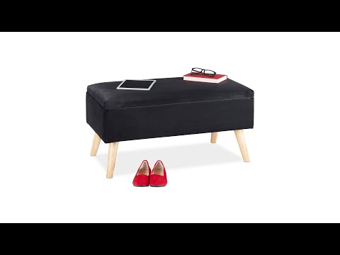 Banc en velours avec espace de rangement Anthracite