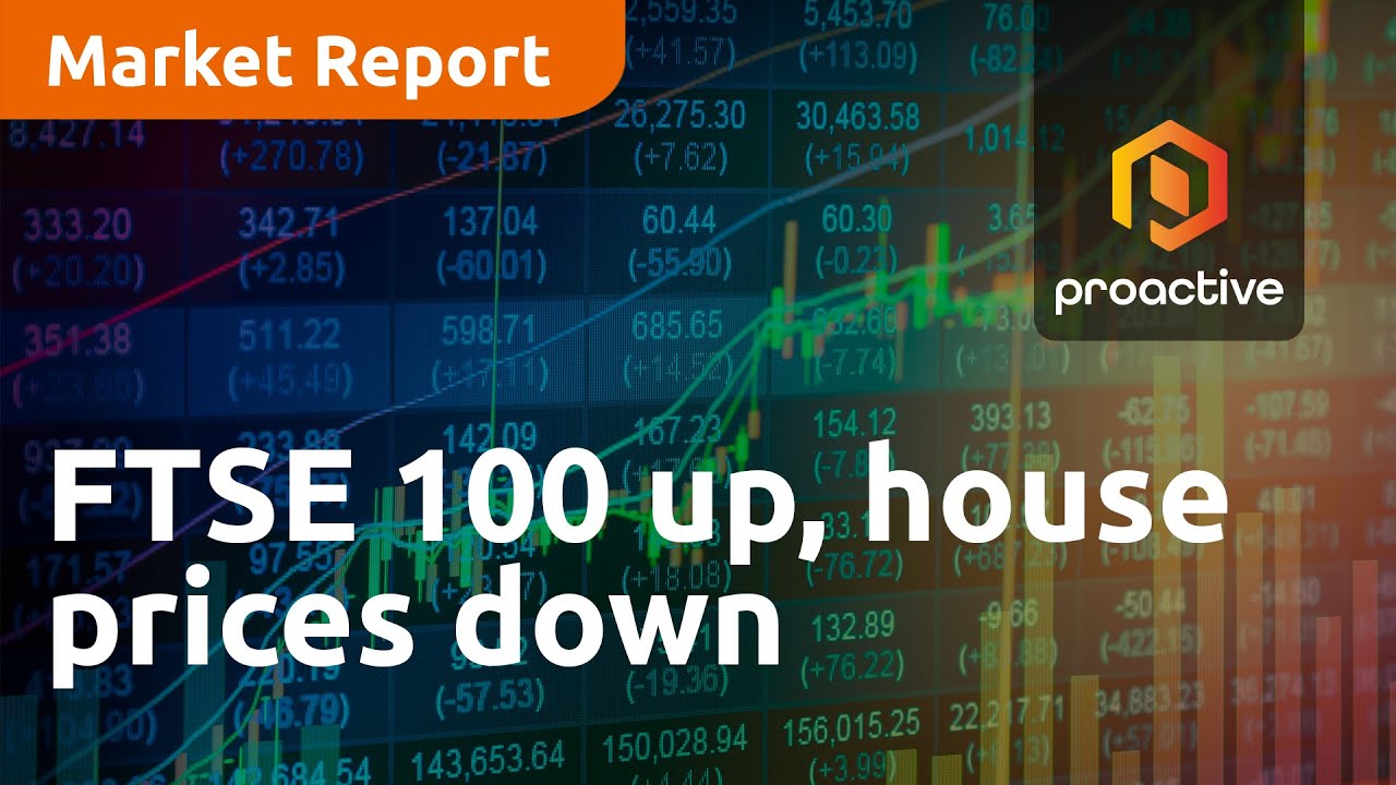 FTSE 100 up, house prices down - Market Report