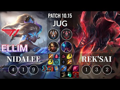 T1 Ellim Nidalee vs Rek'Sai Jungle - KR Patch 10.15