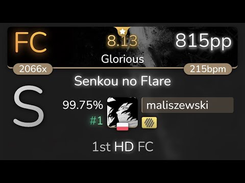 [8.13⭐] maliszewski | Ariabl'eyeS - Senkou no Flare [Glorious] 1st +HD FC 99.75% {#1 815pp} - osu!