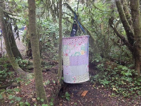 Outdoor Hula hoop shower curtain