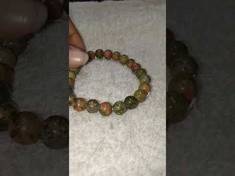 Mixed colour natural unakite stone bracelet