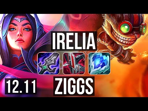 IRELIA vs ZIGGS (MID) | 6 solo kills, 10/2/6, 700+ games | KR Master | 12.11