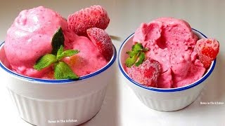 Ice Cream Recipe – Low Fat Strawberry Ice Cream – Healthy For Weight Loss (HUMA IN THE KITCHEN)