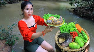 Amazing Girls Cooking Fry Snakehead Fish Recipe,Eating Delicious,Skills Cooking Foods