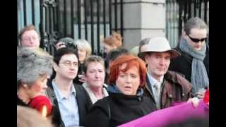 Mary Coughlan performs #Magdalen Laundry at Dail vigil.