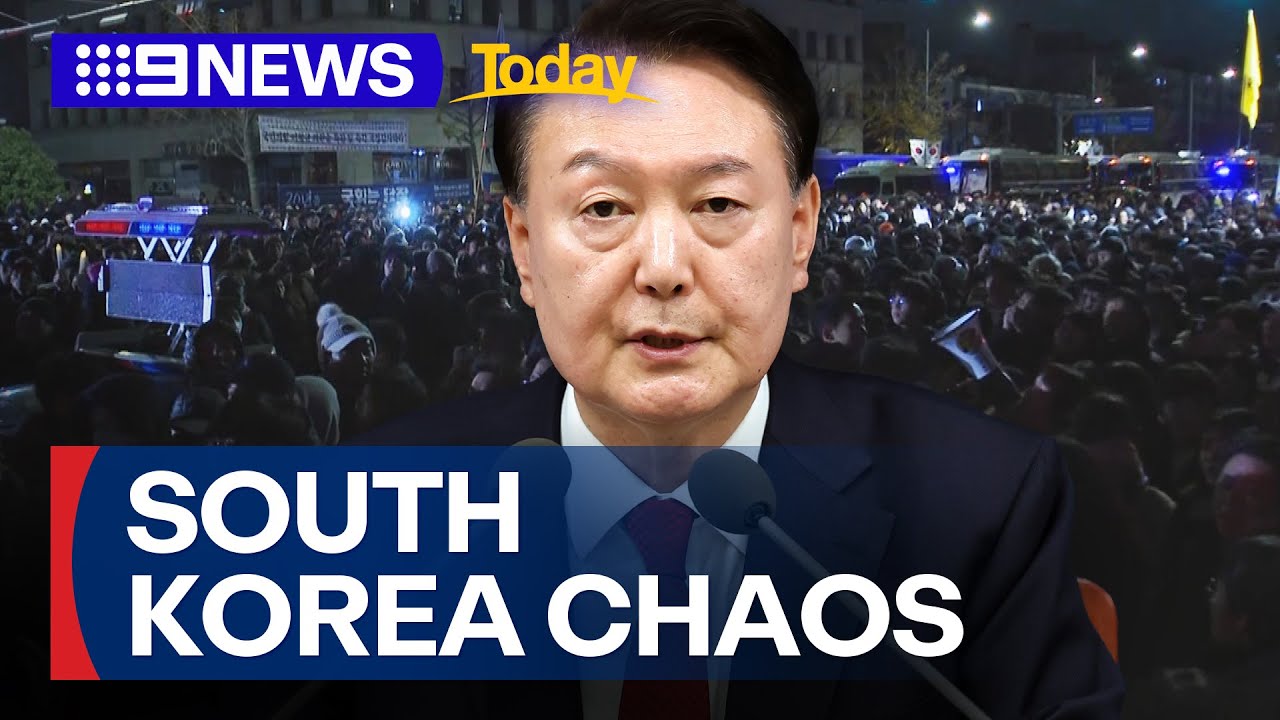 Calls for South Korean president to step down after martial law chaos | 9 News Australia