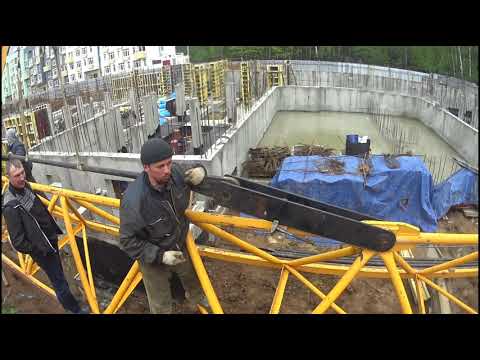 монтаж башенного крана QTZ 160 , без геммороя китайский кран несобрать .... первая серия