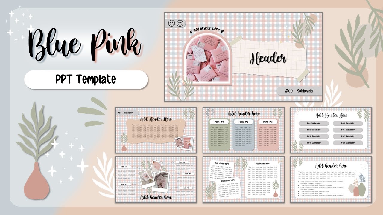 Aesthetic Blue Pink PPT Template #21 | Animated Slide [ FREE TEMPLATE ]