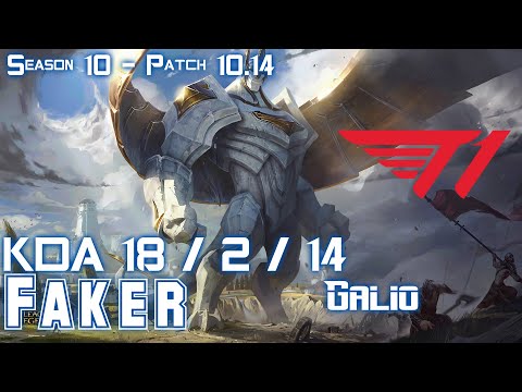 T1 Faker GALIO vs AZIR Mid - Patch 10.14 KR Ranked