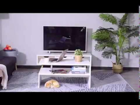 HOMCOM Coffee Table 2 Tier Modern Rectangular Open Shelf Desk Living Room