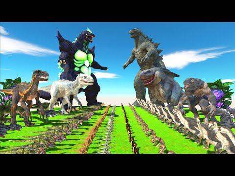 Dinosaurs Revolt Battle With Super Godzilla + Indominus Rex, Indoraptor VS Team Godzilla 2014