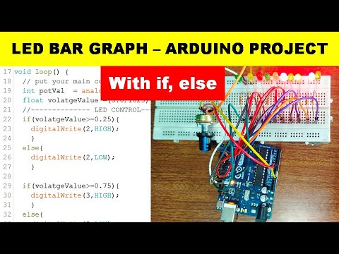 {721} LED Bar Graph Arduino Uno Code Using if else || Arduino Project
