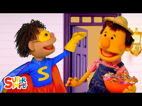 Knock Knock Trick Or Treat #2 | featuring Super Simple Puppets | Halloween Song for Kids