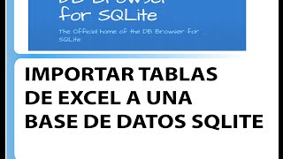 Importar tablas de excel a base de datos sqlite