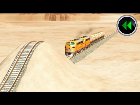 Reverse Trains Crossing vs Impossible Giant Bulge Rail Track - BeamNG Drive