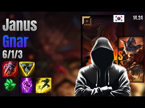 Janus Top Gnar vs Rumble lol KR solo rank Full Game 14.24 | 야누스 나르 vs 럼블