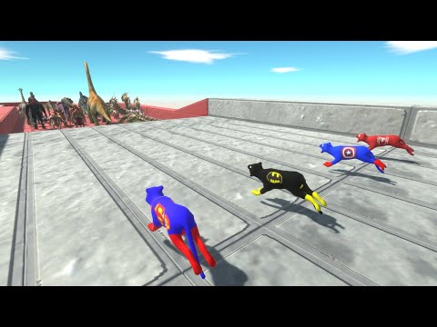 Escape from Superman Batman Spider-Man & Captain America Tigers -Animal Revolt Battle Simulator