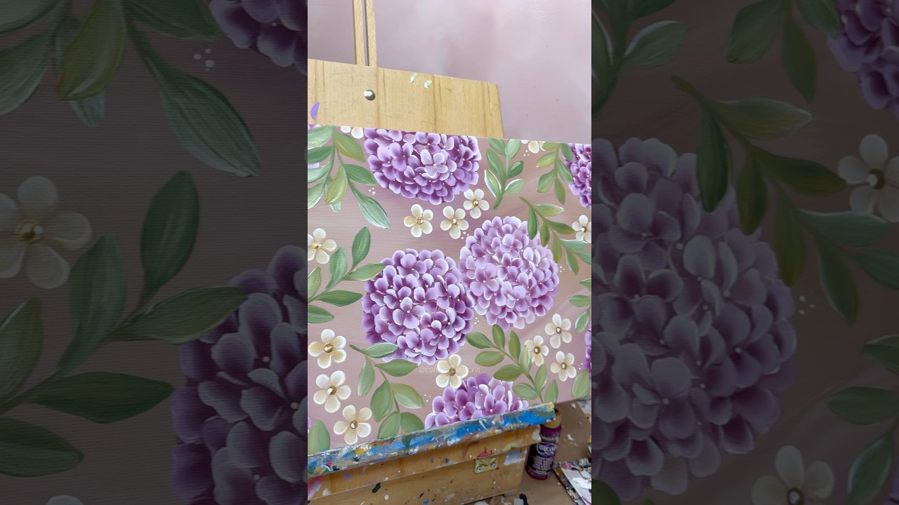 Painting Hydrangeas With Acrylic Paint | CAMILLA CREATIONS #camillacreations #painting #artist #art
