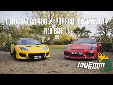 Porsche Cayman GT4 vs Lotus Evora 400 Sound Comparison (Rev Battle)