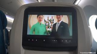 🇻🇳 Vietnam Airlines VN245 welcome announcement, B787-10 safety video, and commercials