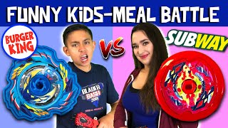 Burger King Beyblade vs Subway Kids Meal Battle!  