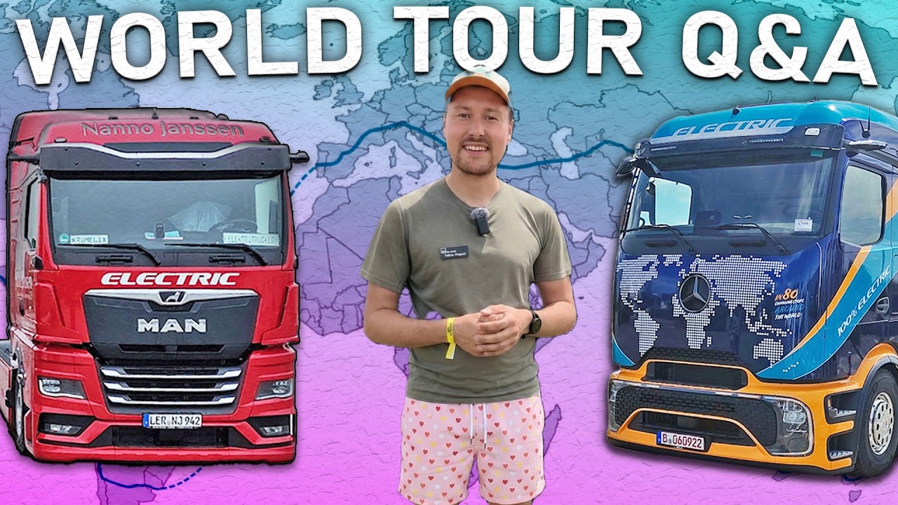 Electric Trucker answering viewer questions from the cab of a DAF XF Electric