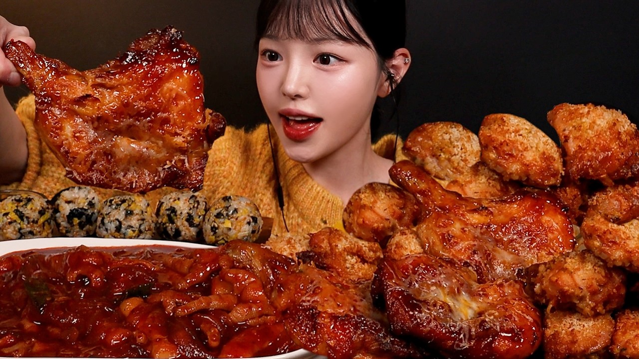 SUB)엽기 닭발 실패 후 분노의 국물닭발 먹방..🔥굽네치킨 대왕통다리구이 마늘바사삭까지 자극파티 꿀조