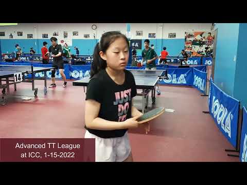Tanish Balamurugan (1818) vs Amy Zhang (1689, chopper, pips) at ICC TT League on 1-15-2022