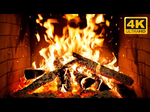 🔥 Cozy Mountain Fireplace (12 HOURS) with Crackling Logs and Burning Fire Sounds for Deep Focus
