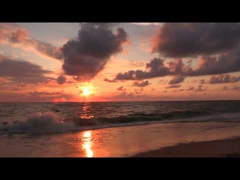 Beach Waves with sunset and music
