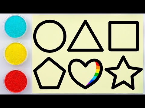 Sand painting, drawing and coloring simple shapes for kids & toddlers