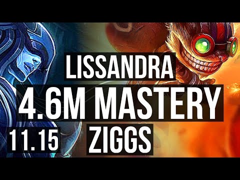 LISSANDRA vs ZIGGS (MID) | 4.6M mastery, 4/1/8, 1400+ games | KR Master | v11.15
