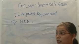 Crop Water Requirement & Factor